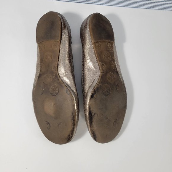 Tory Burch Reva Ballet Flat Silver Patent Leather NO SIZE TAG - Picture 7 of 12